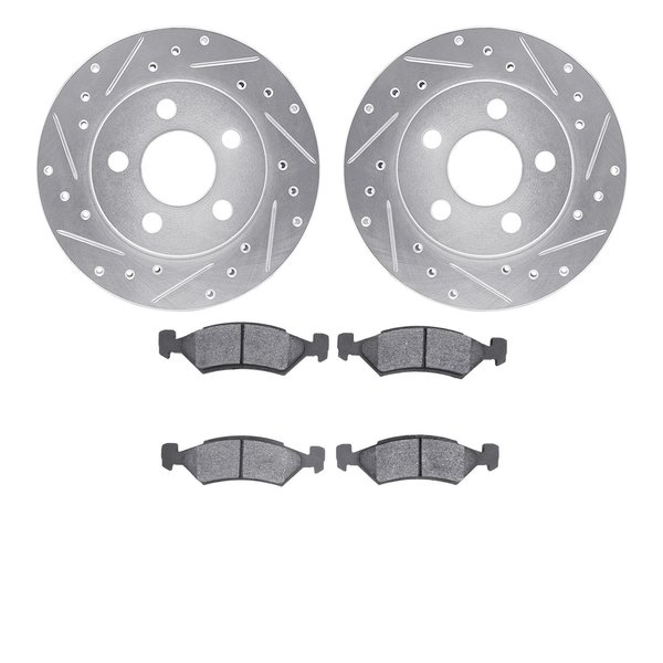 Dynamic Friction Co 7502-40091, Rotors-Drilled and Slotted-Silver with 5000 Advanced Brake Pads, Zinc Coated 7502-40091